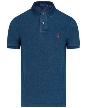 Polo Ralph Lauren Logo Embroidered Polo Shirt - Blue