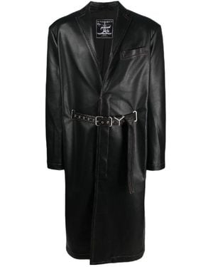Y. Project Y-Shaped Artificial Leather Coat - Black
