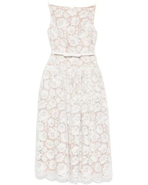 Self-Portrait Lace-Overlay Belted Midi Dress - White
