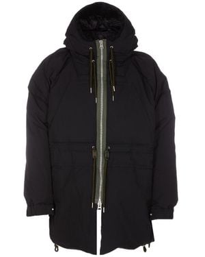 Sacai Zipped Hooded Drawstring Parka - Black