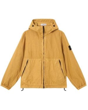 Stone Island Hooded Jacket With High-Neck Zipper - Metallic