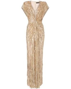 Jenny Packham Zola Sequined Tulle Gown - Natural