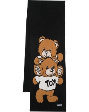 Moschino Teddy Bear-Motif Scarf - Black