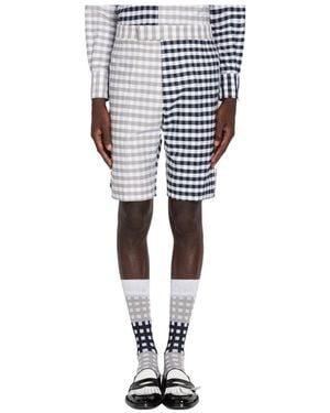 Thom Browne Gingham Check Tailored Shorts - Blue
