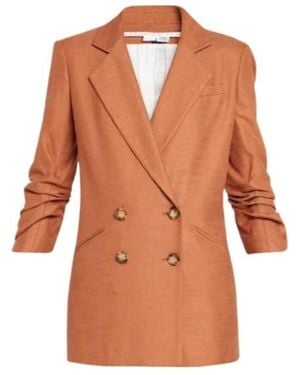 Veronica Beard Ruched-Sleeve Blazer - Brown