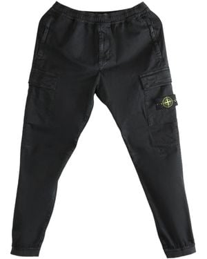 Stone Island Elastic Waist Casual Trousers - Black