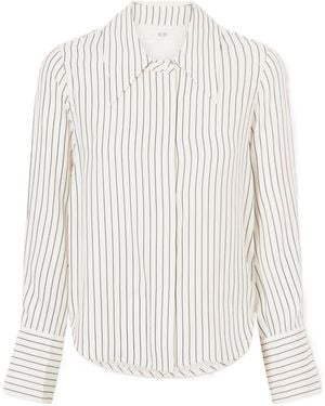 Co. Striped Silk-Satin Shirt - White