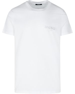 Balmain Vintage Gel Logo T-Shirt - White
