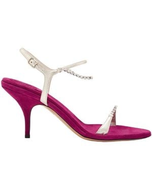Chloé Zia 80 Crystal-Embellished Velvet Sandals - Pink