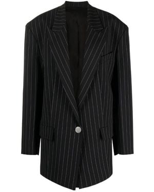 The Attico The Glen Pinstriped Blazer - Black