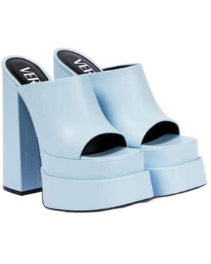 Versace Leather Platform Sandals - Blue