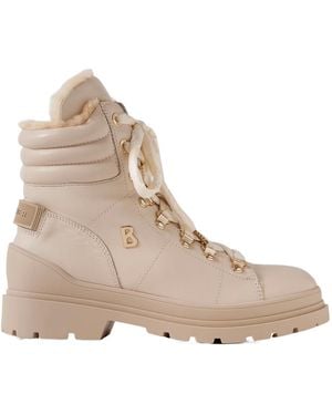 Bogner Shearling-Lined Leather Ankle Boots - Natural
