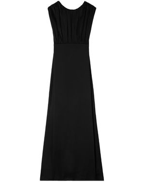 Jil Sander Gathered V-Back Sleeveless Gown - Black
