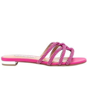 Aquazzura Moondust Embellished Slip-On Slides - Pink