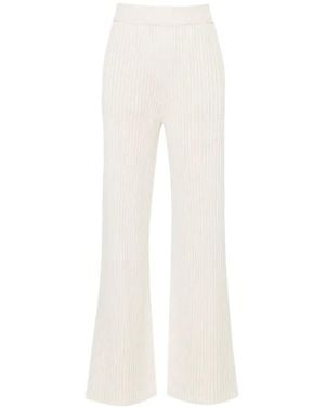 Eleventy Chunky-Ribbed Pants - White