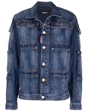 DSquared² Pocket-Detailed Buttoned Denim Jacket - Blue