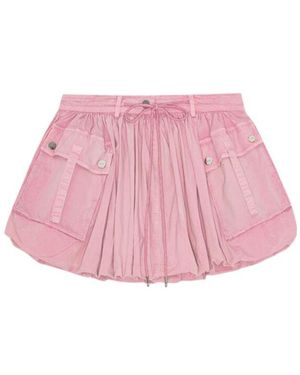 Ganni Drawstring-Waist Skirt - Pink