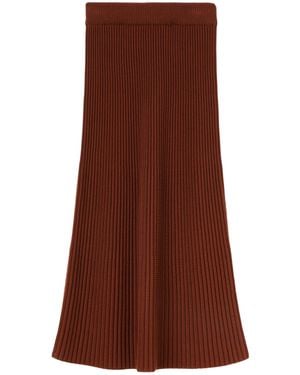 Loro Piana Ikeda Pleated Midi Skirt - Brown