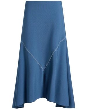 Marni Solid-Colored Flare Skirt - Blue