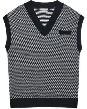 Helmut Lang V-Neck Knitted Vest - Black
