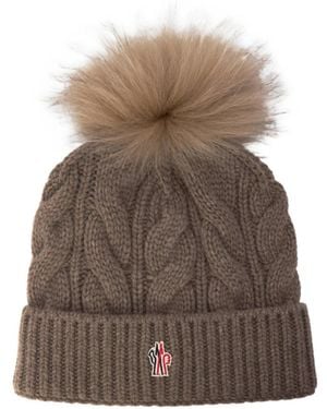 Moncler Twist-Knit Woolen Hat - Brown