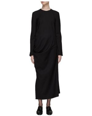 The Row Gathered-Detailing Long-Sleeved Shift Dress - Black