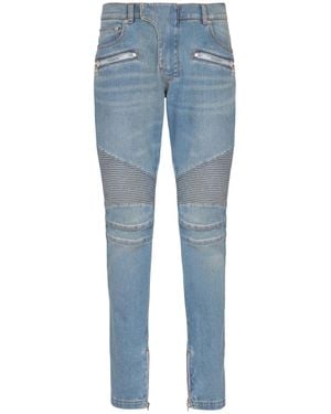Balmain Slim-Fit Biker Jeans - Blue