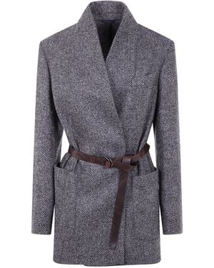 ジャケット BRUNELLO CUCINELLI BELTED SUIT-TYPE JACKET Brunello Cucinelli Suit Type Belt Jacket in White | Lyst