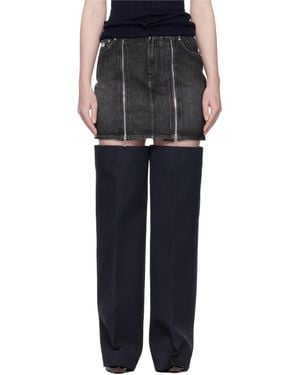 Jean Paul Gaultier Front Zipped Denim Miniskirt - Black