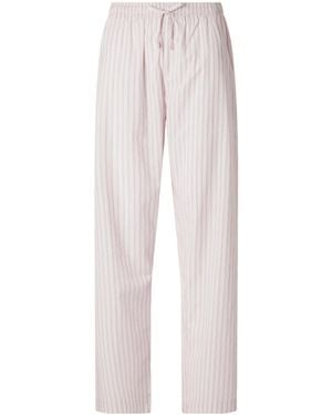 Tekla Striped Organic Cotton Pyjama Trousers - White