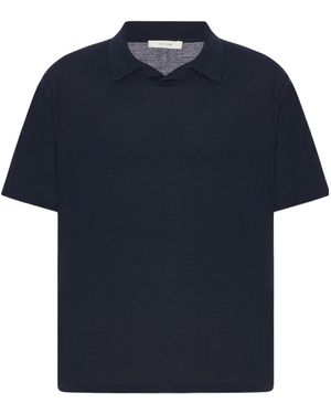 The Row Mauro Short-Sleeved Knitted Polo Shirt - Blue