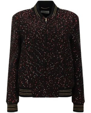 Saint Laurent Sequinned Bomber Jacket - Black