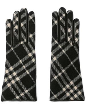 Burberry Check Wool Cashmere Gloves - Black