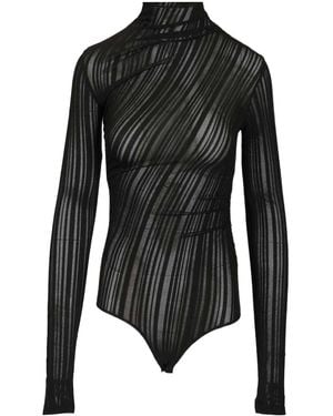 Amazuìn Qinuvb Sheer Turtleneck Top - Black