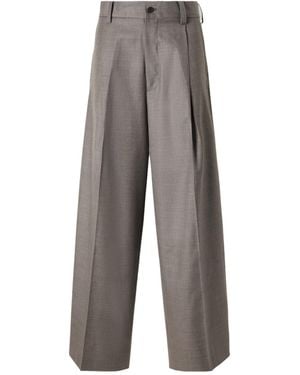 Ssstein Wool Pleated Wide-Leg Pants - Gray