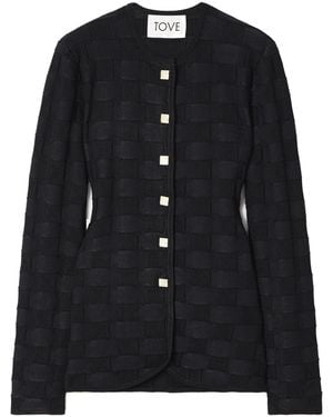 TOVE Uma Jacquard-Knit Cardigan - Black
