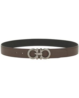 Ferragamo Reversible And Adjustable Gancini Belt - White