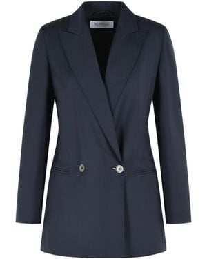 Max Mara Double-Breasted Suit Jacket - Blue