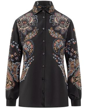 Etro Paisley-Printed Long-Sleeved Shirt - Black