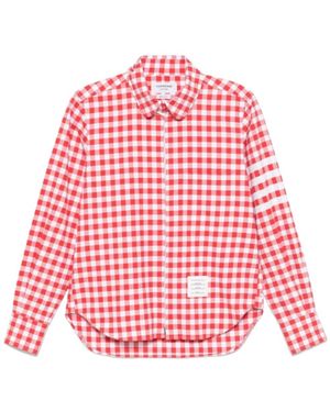 Thom Browne Gingham Check Long-Sleeve Cotton Shirt - Red