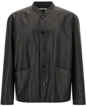 Jil Sander 145 Collar Leather Jacket - Black