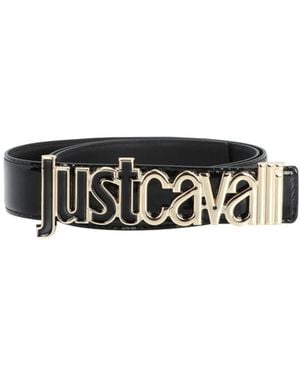 Just Cavalli Leather Logo-Buckle Belt - White
