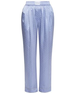 T By Alexander Wang Silk-Jacquard Wide-Leg Trousers - Blue