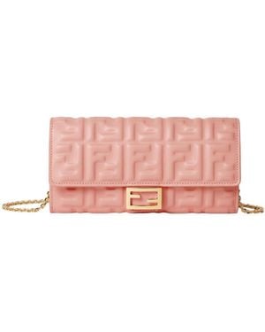 Fendi Nappa Leather Wallet With Ff Motif - Pink