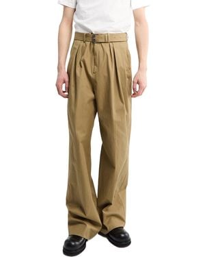 Dries Van Noten Preaches Pleated Belted Trousers - Natural
