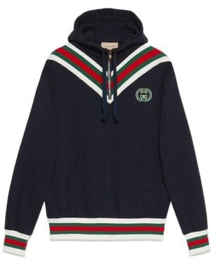 Gucci Cotton Jersey Hooded Sweatshirt - Blue