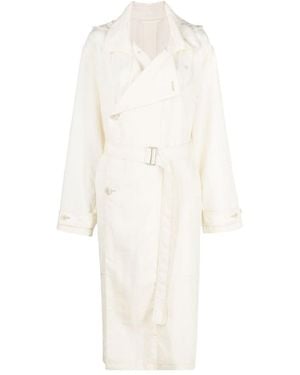 Lemaire Double-Breasted Hooded Trench Coat - White
