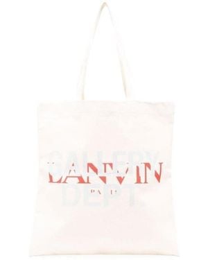 Lanvin Logo-Print Cotton Tote - Pink