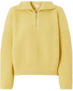 &Daughter Ribbed Wool Half-Zip Jumper - Yellow