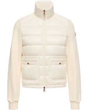 Moncler Cotton Zip-Up Sweatshirt With Nylon Front - White